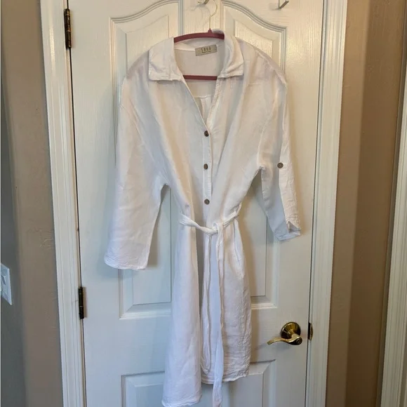 Saga Made in Italy 100% Linen Button up Oversized Shirt/Dress One Size - Picture 1 of 10